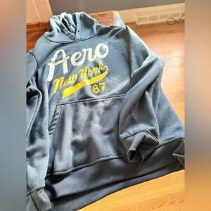 Aeropostale Navy Sherpa-Lined Hoodie with White Logo